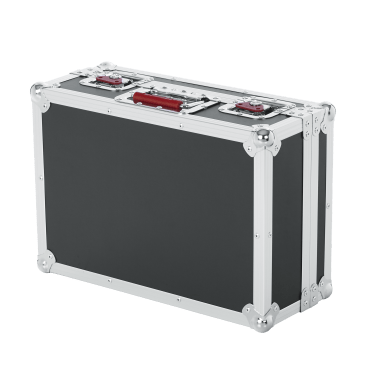 ATA WOOD FLIGHT CASE W/ DROPS FOR 15 MICS; RECESSED LATCHES; CABLE STORAGE